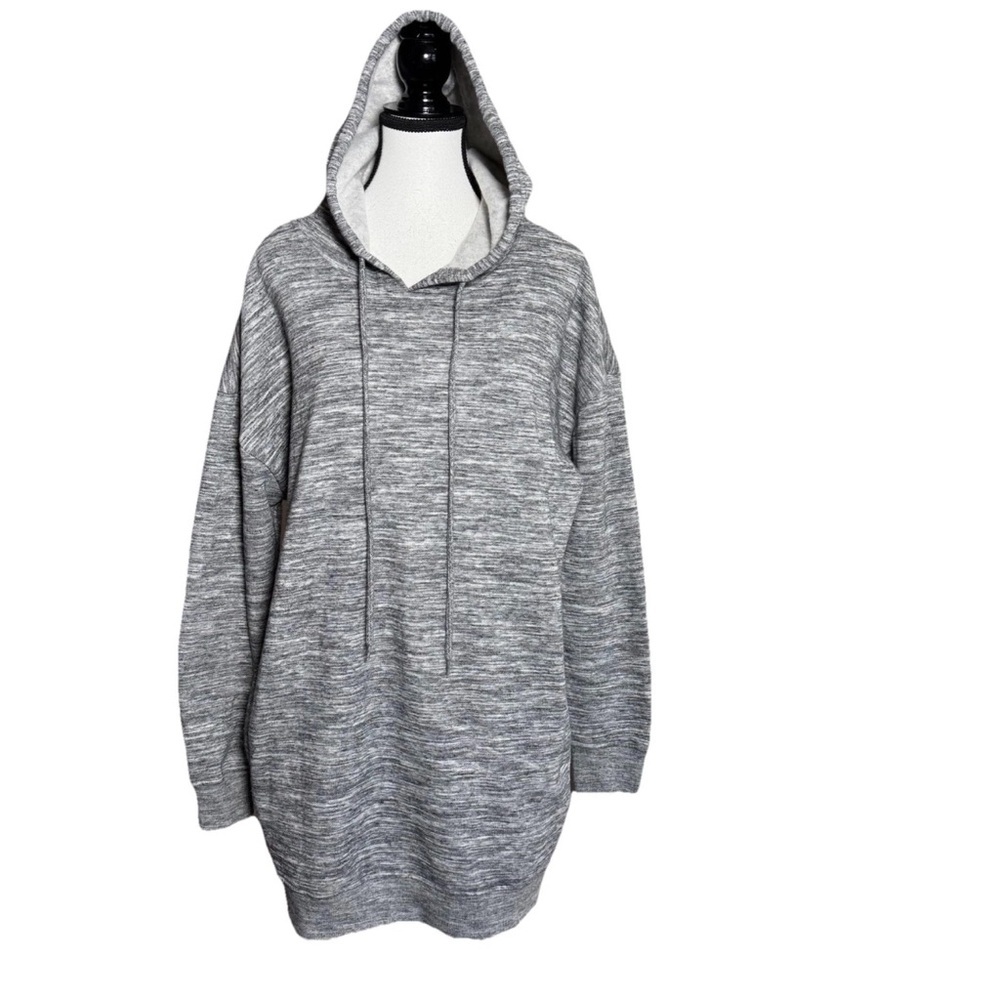 Design By Olivia S/M Gray Hoodie Tunic Sweatshirt Dress Oversized Pockets Cozy